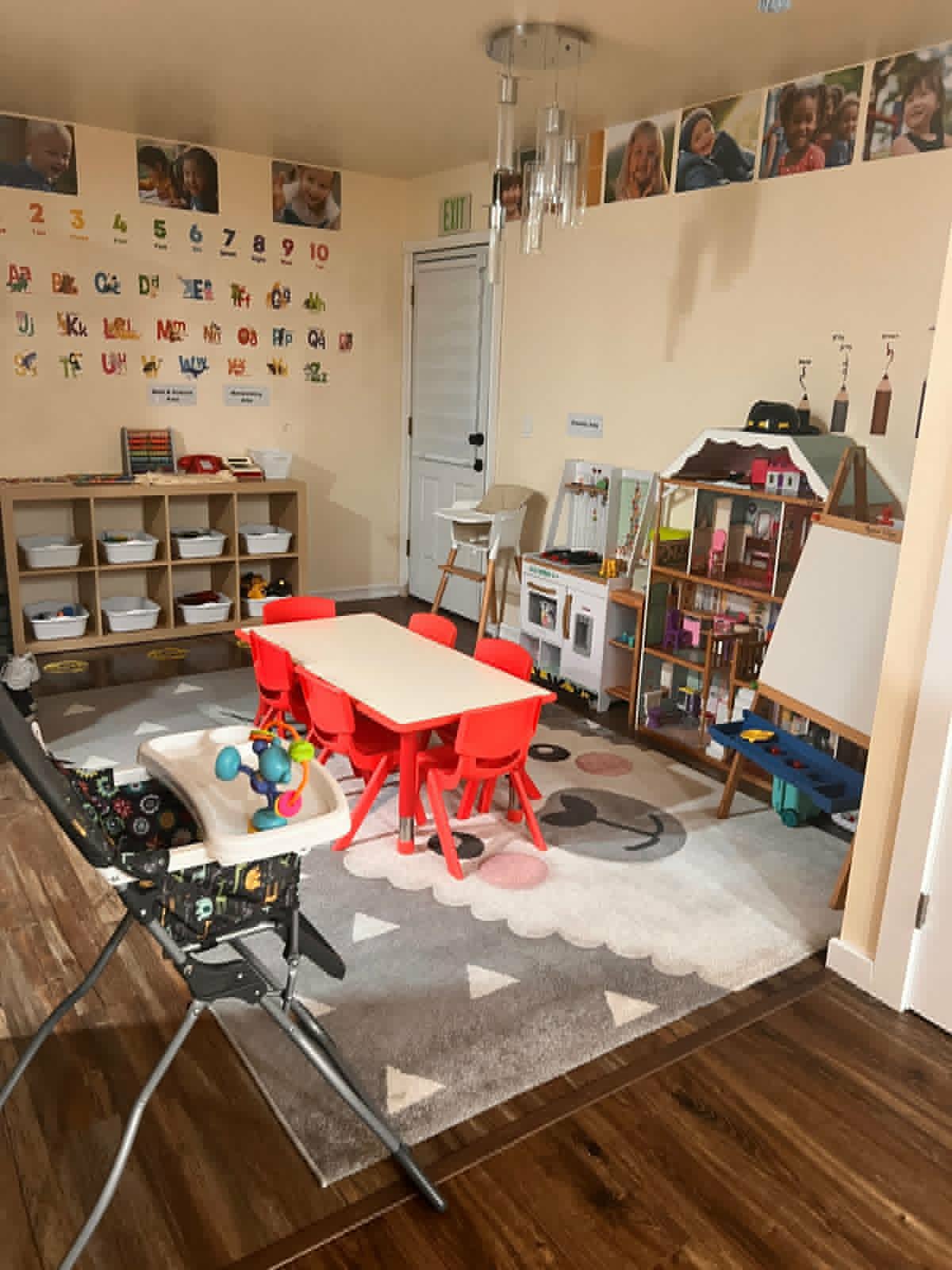 WonderWorld Kids bright classroom with alphabet wall and learning centers